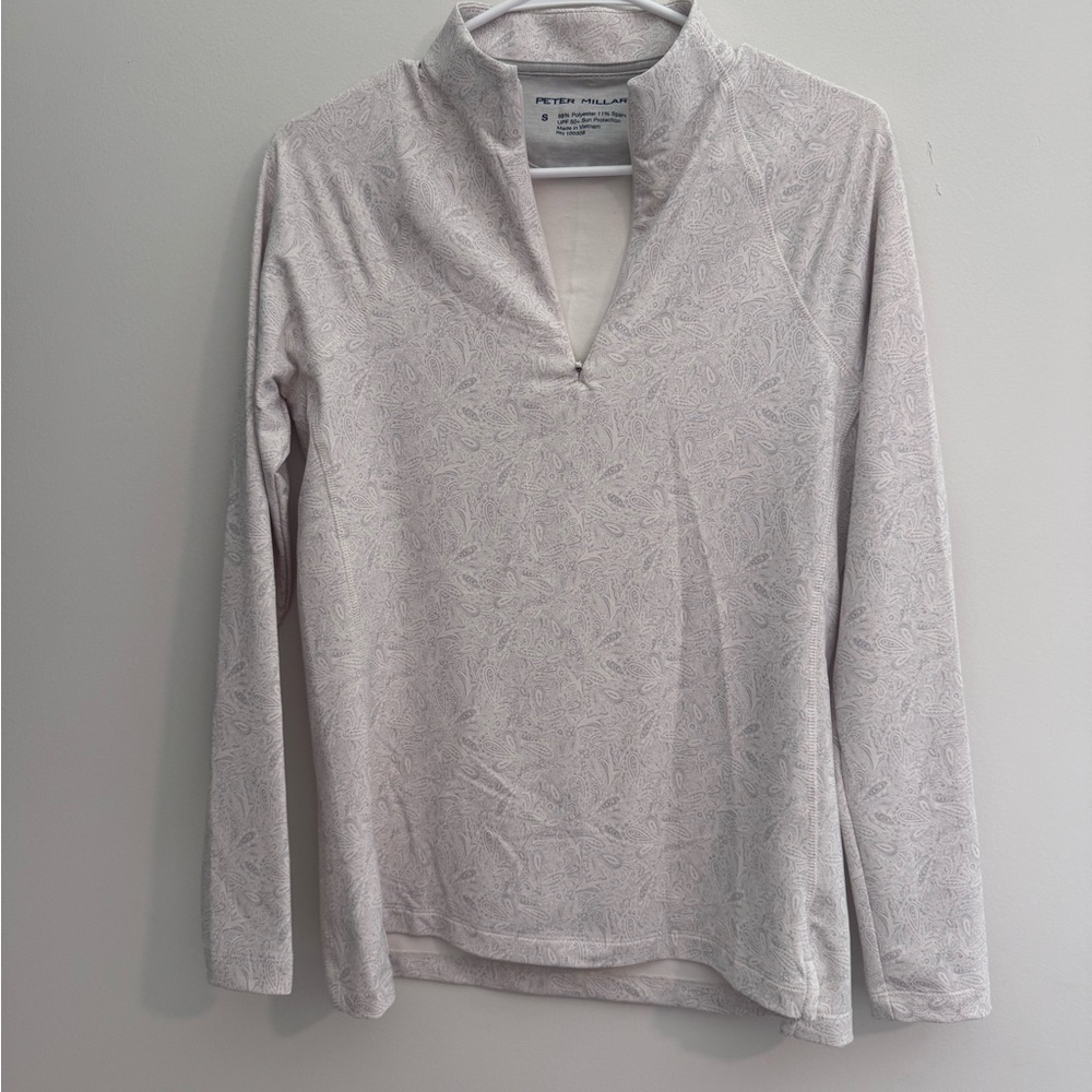 Peter Millar Women's Subtle Cream Patterned Long Sleeve Top